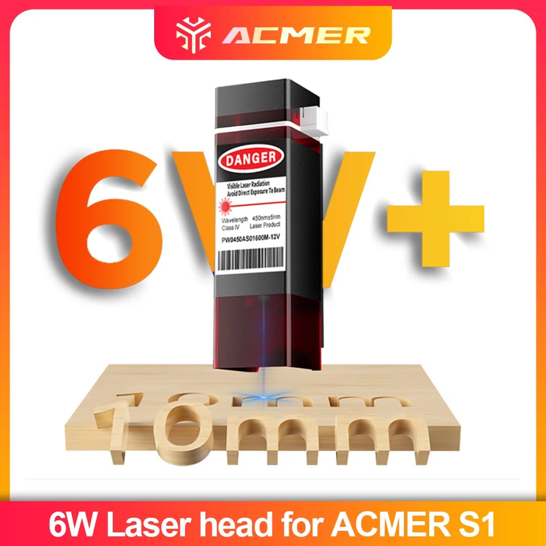 ACMER S1 6W Laser Head Update Module - High Power Laser Head Ideal for S1 Users, Improve Your Laser Engraving Machine