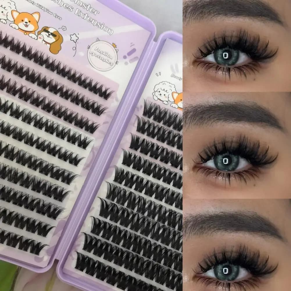 Kit di Extension Ciglia Finte Segmentate 10/20/32 File, Ciglia Voluminose Miste in Finto Visone, Trucco per Extension Ciglia