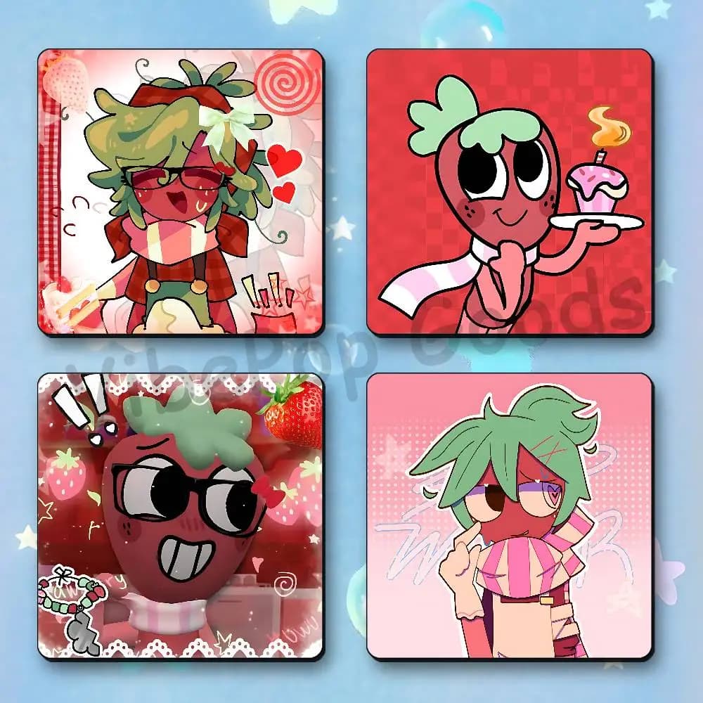 S-Sprout Refrigerator Magnets Square Tiles with Magnetic Sheets Printed for Decoration Collect 55mm