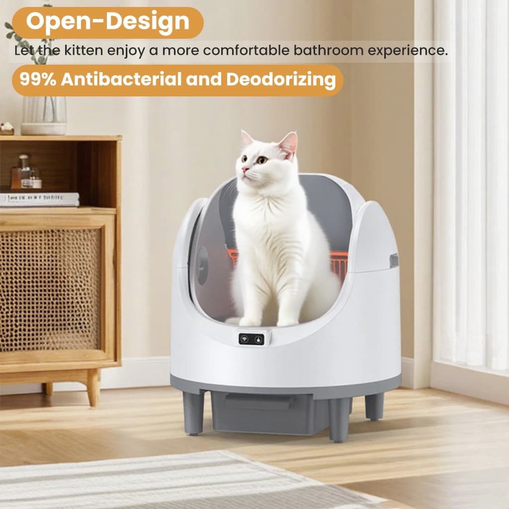 Lettiera per gatti autopulente automatica intelligente Spina europea con controllo degli odori e funzione WiFi, facile da pulire con tappetino per lettiera per gatti