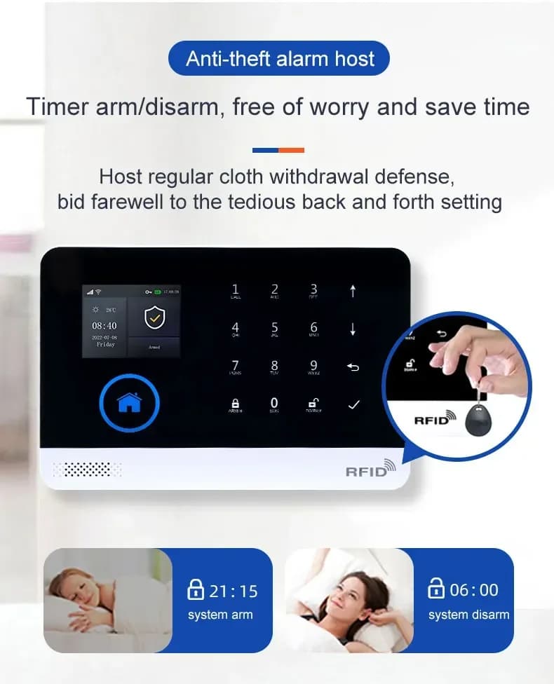 2025 Tuya Smart Life Ouch Tastiera WIFI 4G GSM Sistema di allarme Sicurezza antifurto domestica Lavoro con sensore porta Rilevatore di movimento e telecamera