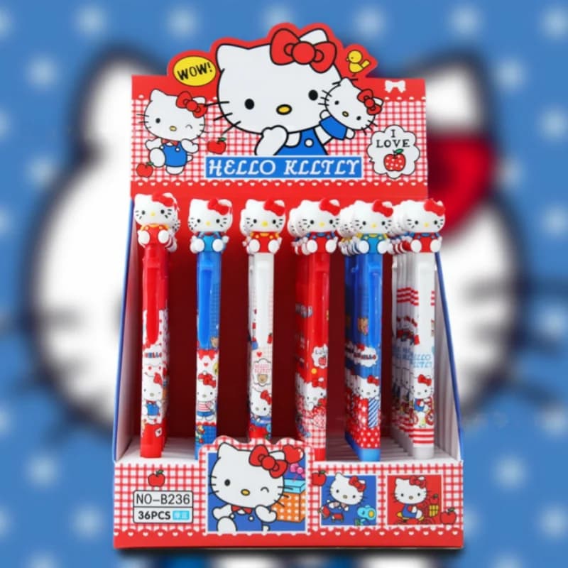 Set di 36 Penne Gel Cancellabili Kawaii Sanrio Kitty, Inchiostro Blu 0.5mm, Penne Neutre Carine, Regalo Promozionale, Forniture per Ufficio e Scuola