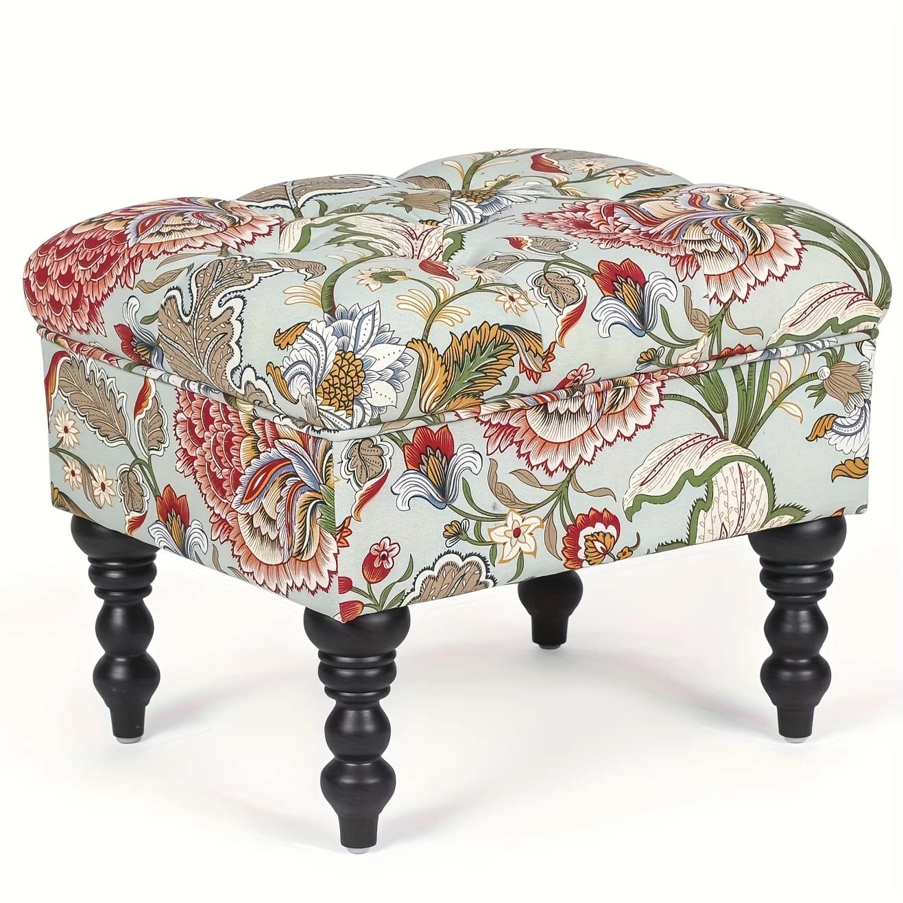 Poggiapiedi imbottito da 20 pollici – Sgabello imbottito in stile Mid-Century Modern con robuste gambe in legno