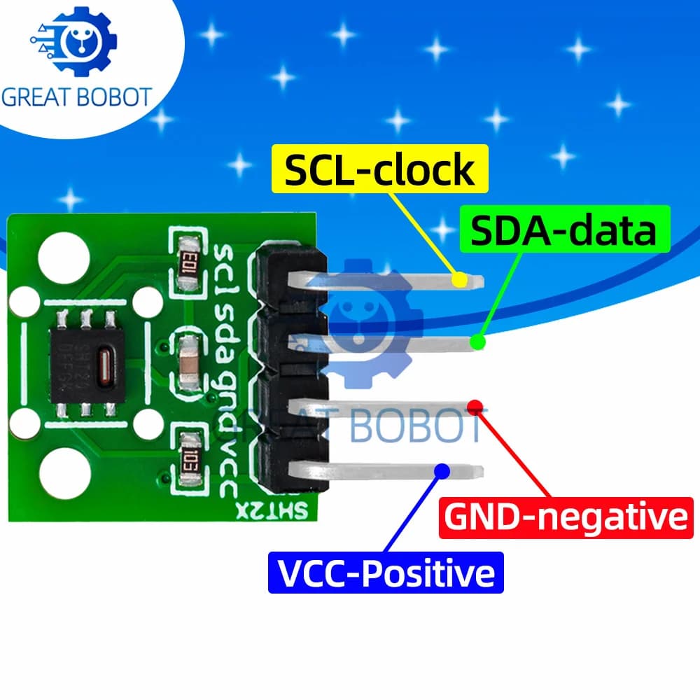 SHT20 High-Precision Temp-Humidity Sensor (1PC, BS) – I2C Interface, Arduino-Compatible | For Environmental Monitoring