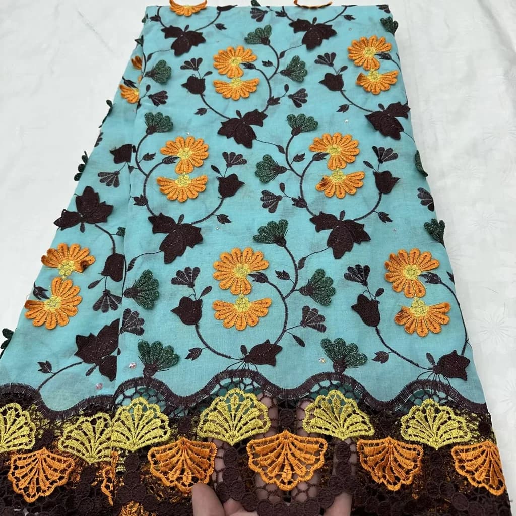 5 Yards African Fashion High-Quality Swiss 3D Embroidery Water Soluble Voile Tulle Lace Fabric For Women's Party Dresses