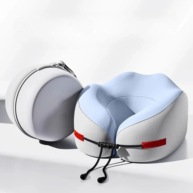 Cuscino da viaggio a forma di U in memory foam, supporto cervicale portatile e pieghevole per aereo, auto, ufficio (1 pezzo)