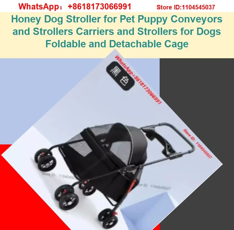 Honey Dog Stroller for Pet Puppy Conveyors and Strollers Carriers and Strollers for Dogs Foldable and Detachable Cage