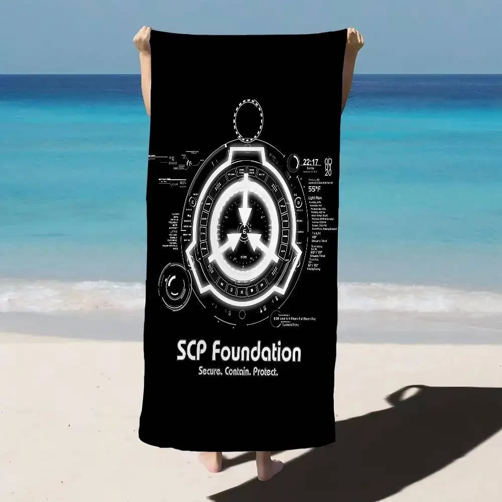 Asciugamani da spiaggia in microfibra con stampa SCP Foundation, ad asciugatura rapida, ideali per viaggi, piscina e yoga