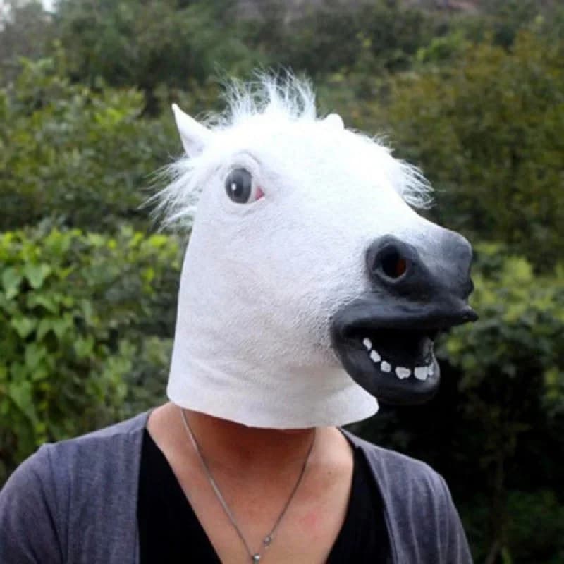 Adult Horse White Mask Girl Dance Horse Head Latex Animal Mask New Halloween Cosplay Costumes Mascara De Lattice