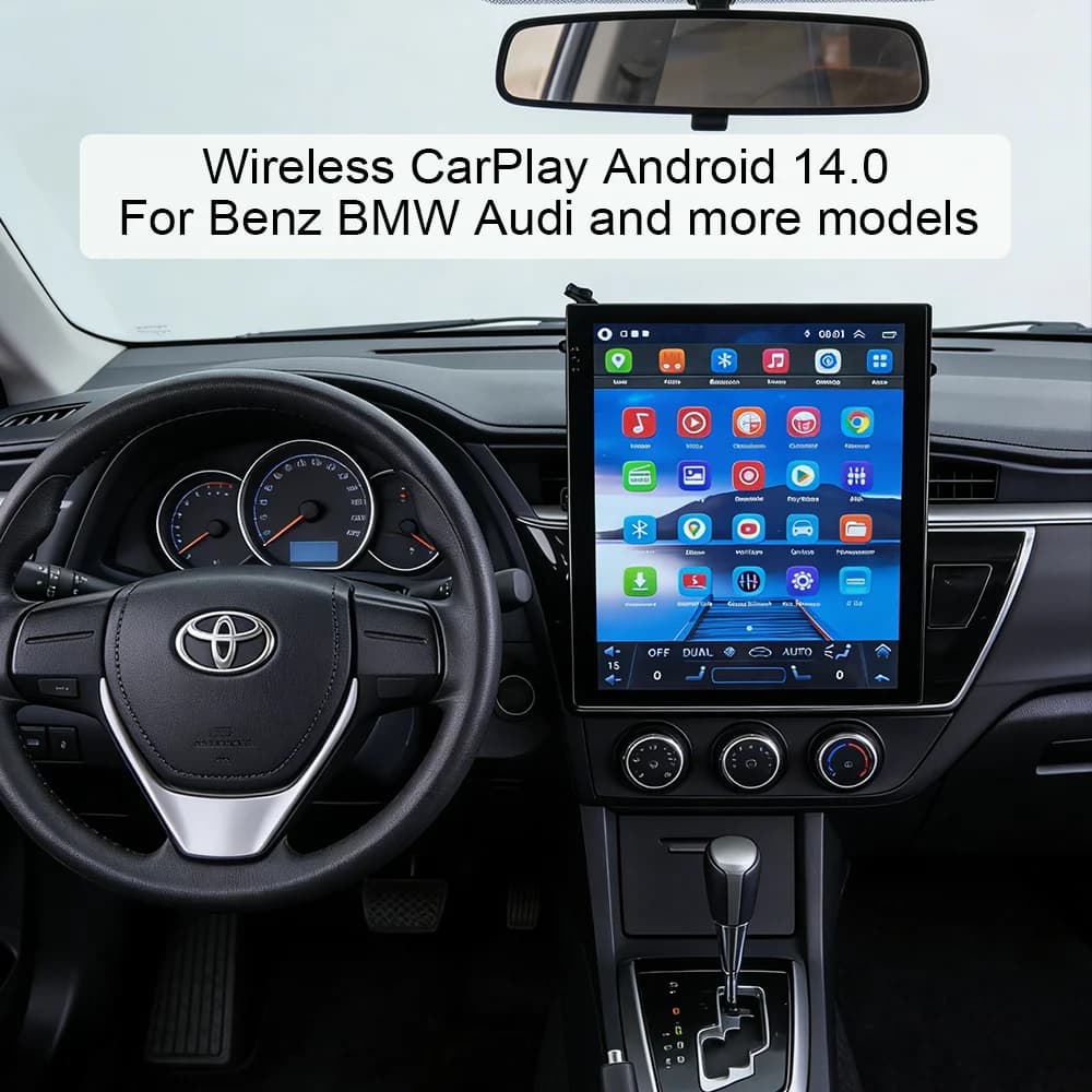 Wegonow per Benz BMW Audi Android 14.0 IPS 9.7" 12+512G Autoradio universale con CarPlay wireless integrato, Android Auto, 4G, Wi-Fi, Bluetooth.