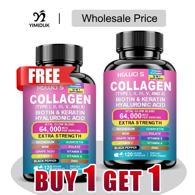 Buy 1 receive 1 free! Pure collagen supplement, for skin compactness, joint health and hair growth, promotes youthful glow, not GMO