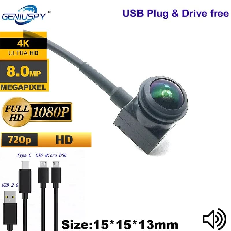 1MP 720P 2MP 1080P 4K 8MP 160 degrees wide-angle Full HD Micro Type C camera UVC Mini CCTV OTG Android Webcam audio for industry
