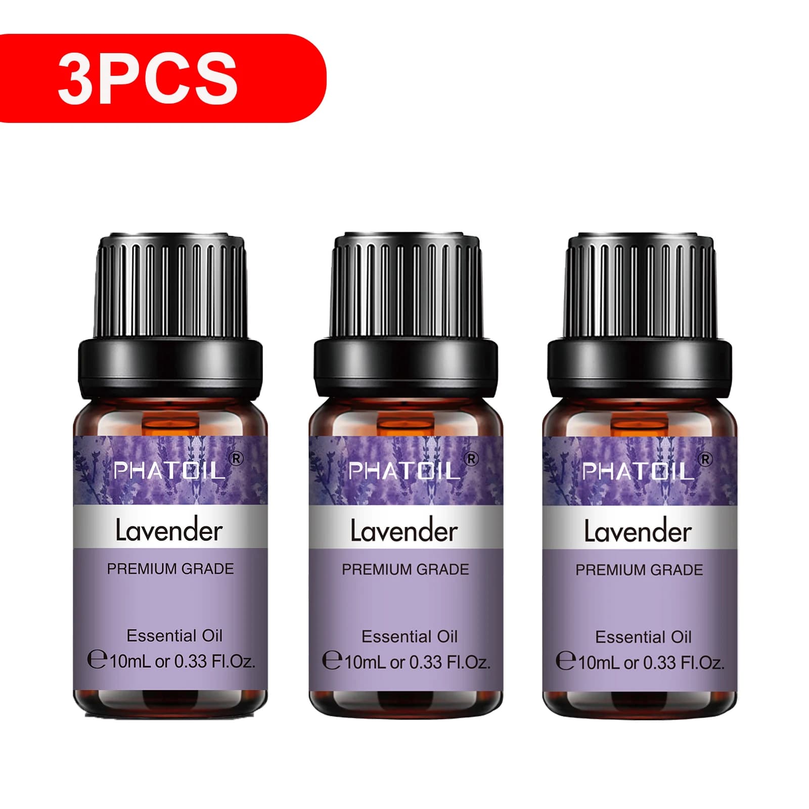 PHATOIL Set di oli essenziali per aromaterapia da 3 pezzi per diffusore, sapone e candele, oli di eucalipto, vaniglia, lavanda, legno di sandalo da 10 ml