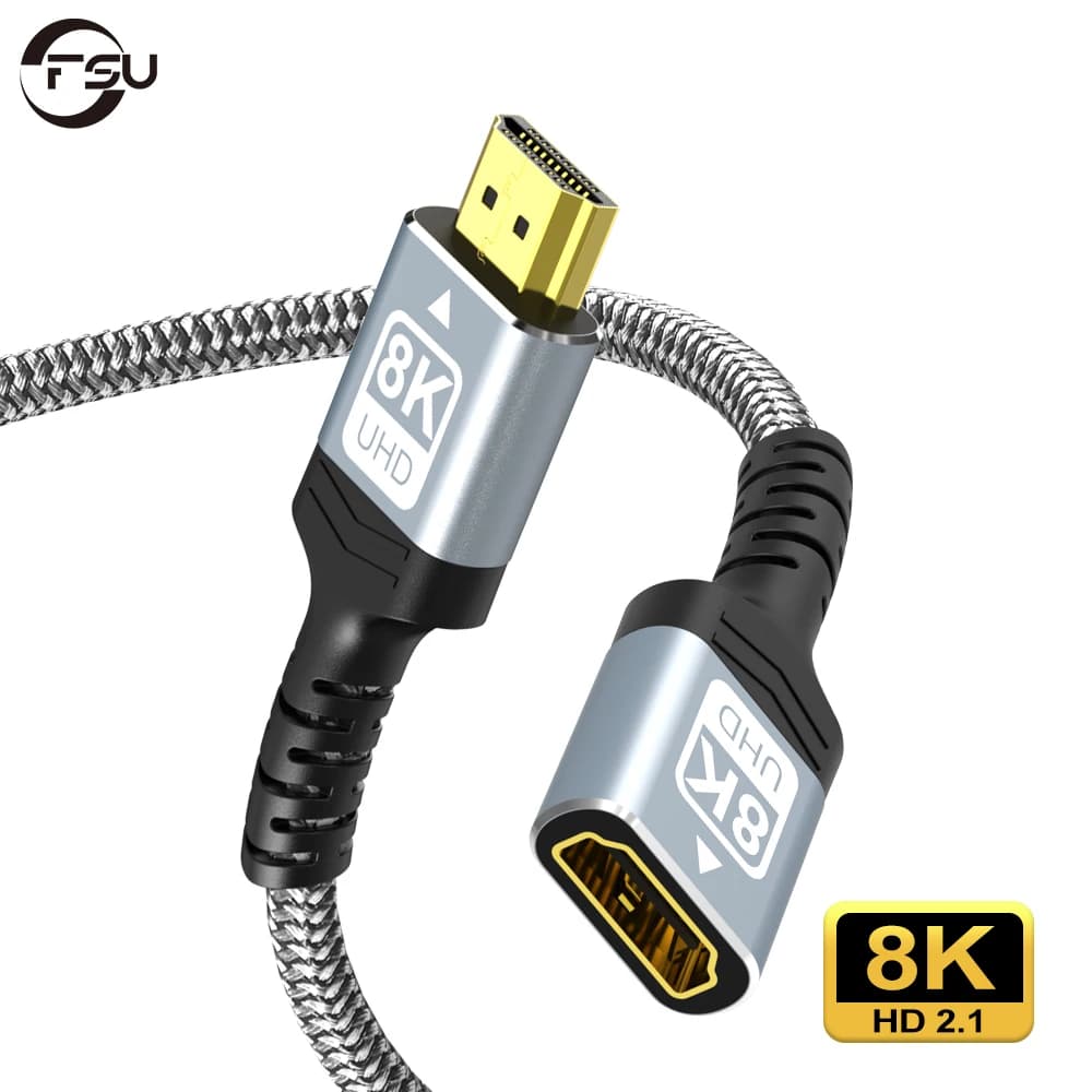 Cavo di prolunga compatibile HDMI FSU 8K, adattatore maschio-femmina, 4K a 120Hz 8K a 60Hz 2.1 48Gbps, compatibile con PS5, PS4, TV PC, Blu-ray