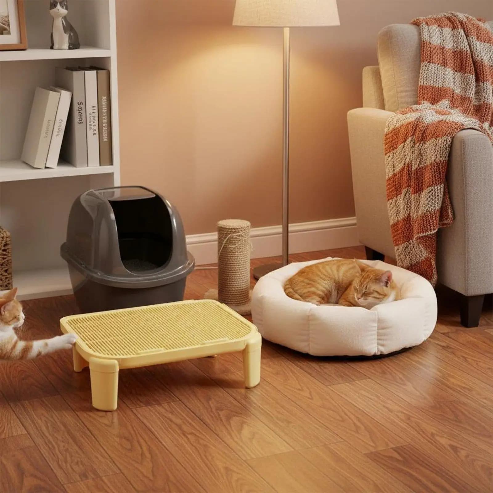 Large Cat Litter Mat for Cage with Sand Trap Bottom for Kitten Elderly Cat Easy Clean