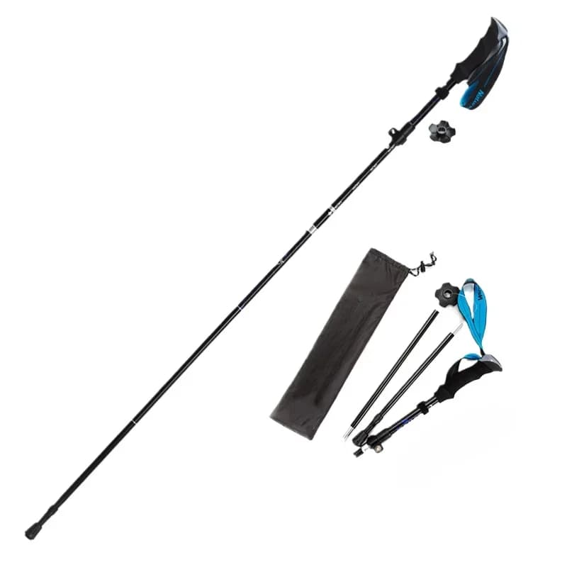 Portable Folding Aluminum Alloy Trekking Poles Outdoor Hiking Walking Sticks for Mountaineering Camping Travel Walking Stick