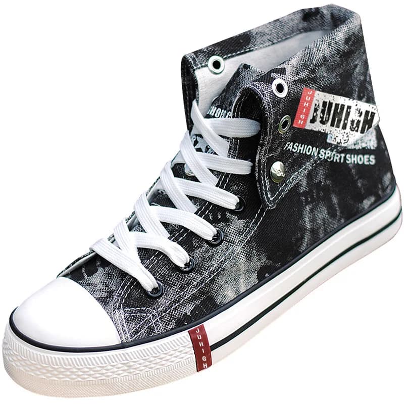 Scarpe di tela taglio medio mix alto stile denim per uomo donna scarpe basse da skate per studenti alla moda scarpe traspiranti