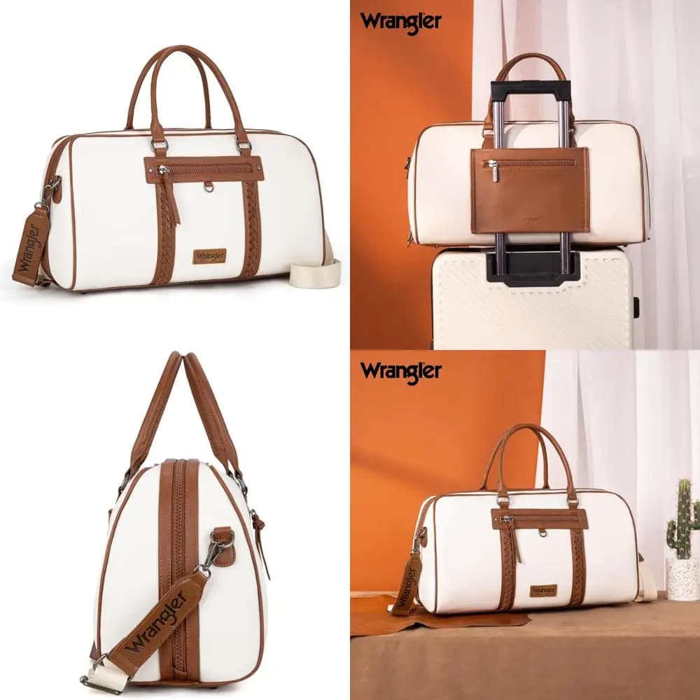 Borsone grande da weekend per donna - Borsa da notte da viaggio di design, bagaglio in pelle per viaggi, Beige