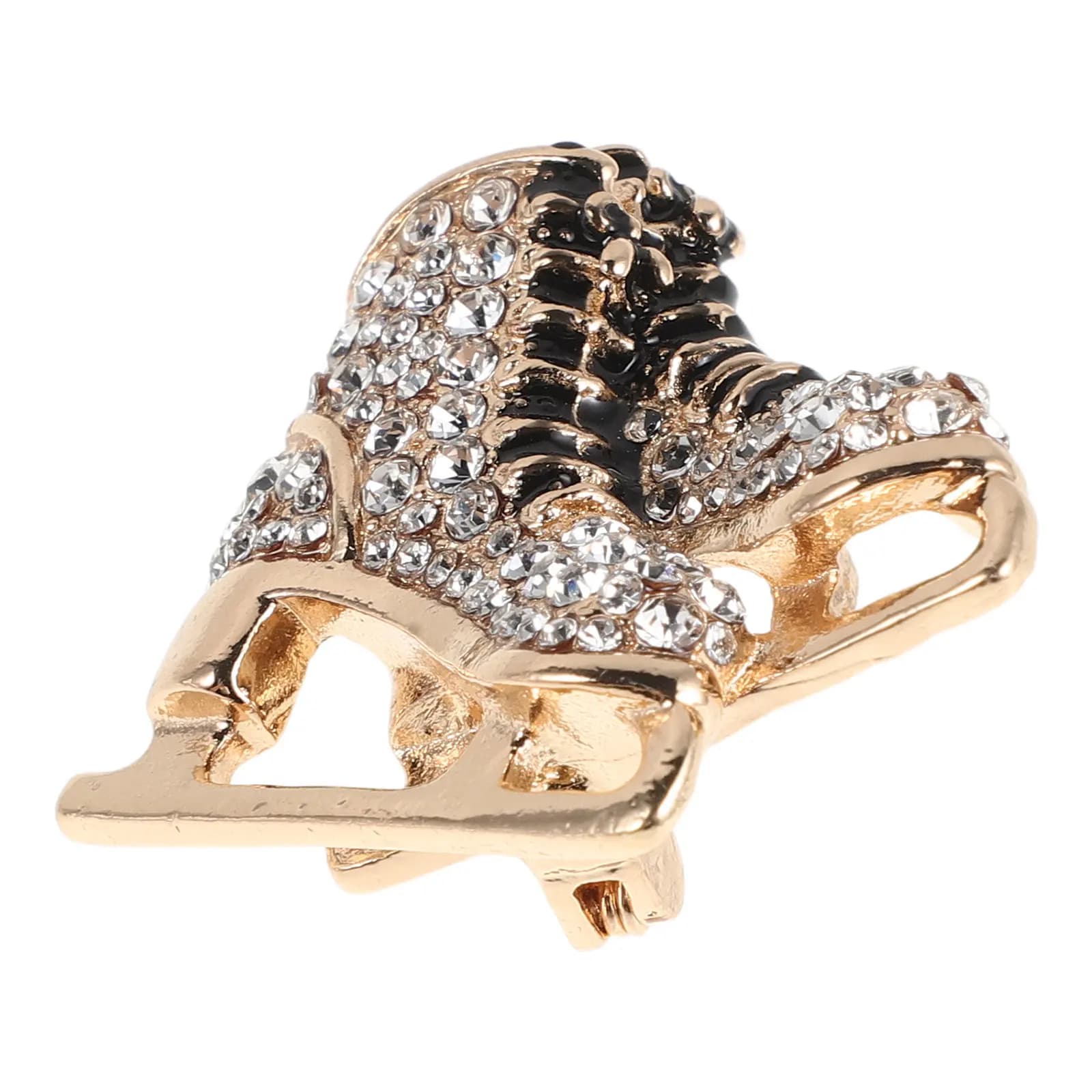 Ice Skates Brooch Rhinestone Vintage Enamel Pin Bling Figure Skate Pin Women Jacket Lapel Brooch Formal Outfit Gift