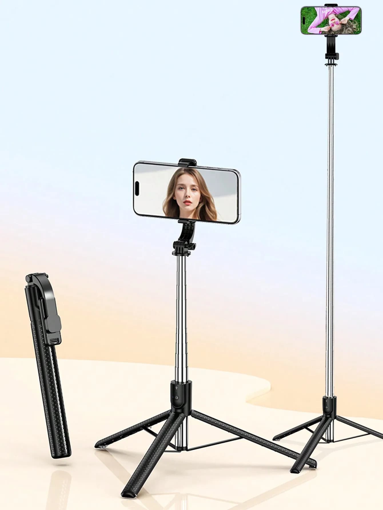 67-inch Selfie Stick with Reinforced Tripod Multi-functional Retractable Mobile PhoneTripow With Remote Control