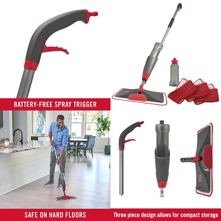 Kit per la pulizia dei pavimenti Reveal Spray Mop, 3 panni in microfibra riutilizzabili, 1 bottiglia ricaricabile, senza fili, lavaggio multi-superficie per A