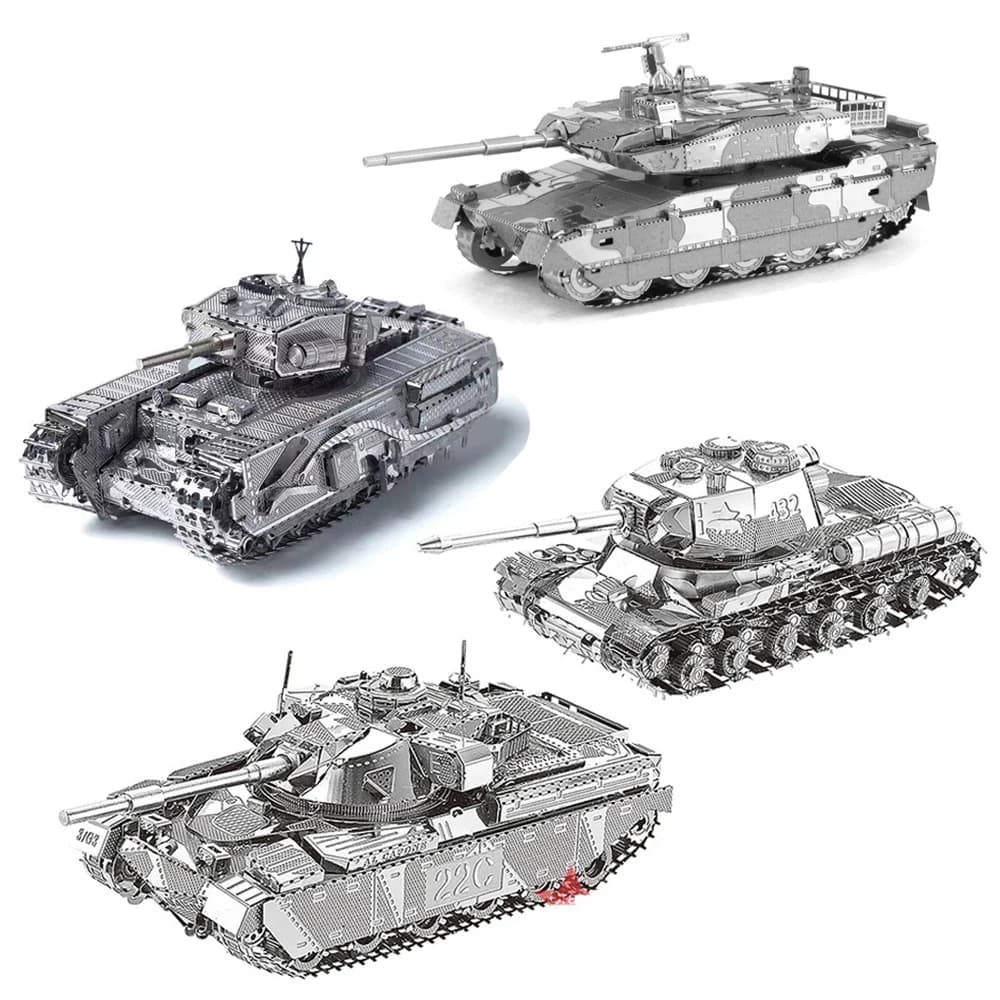 Puzzle 3D in Metallo Fai-da-Te, Modello di Carro Armato Militare Tipo-10 JS-2 Chieftain MK50 Churchill, Gioco di Assemblaggio