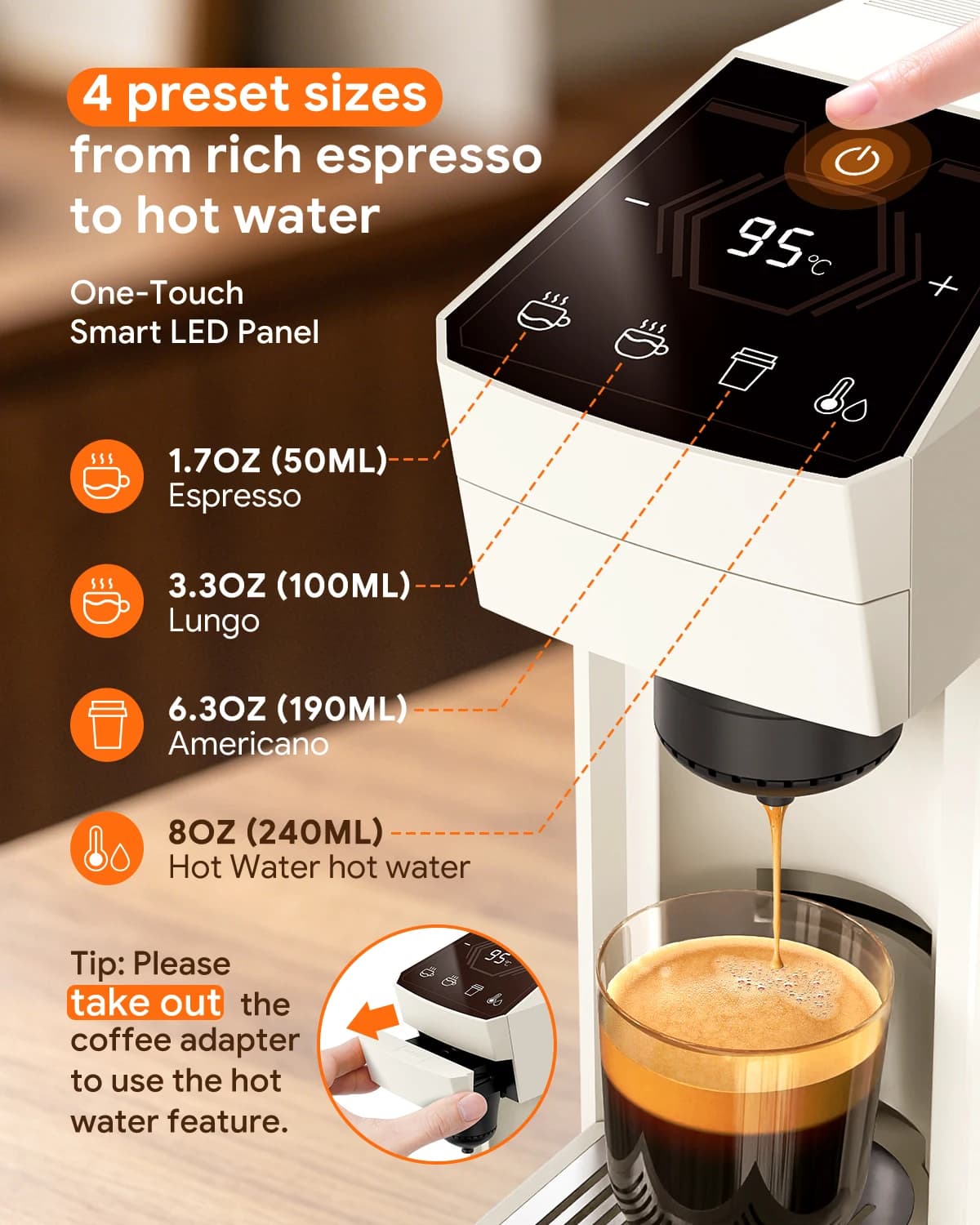 I Cafilas 3in1 Espresso Coffee Machine Capsule Hot/Cold Multiple Cappuccino Maker Compatible with Dolce Gusto Nespresso Powder