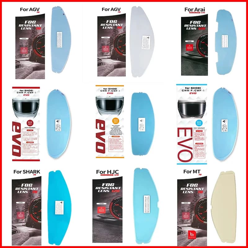 Pellicola Antiappannamento per Visiera Casco Moto Compatibile con AGV, SHOEI, HJC K1, K3SV, K5, PISTA, GLAMSTER, RPHA70, RX7X, TT COURSE, FF353 - Adesivi