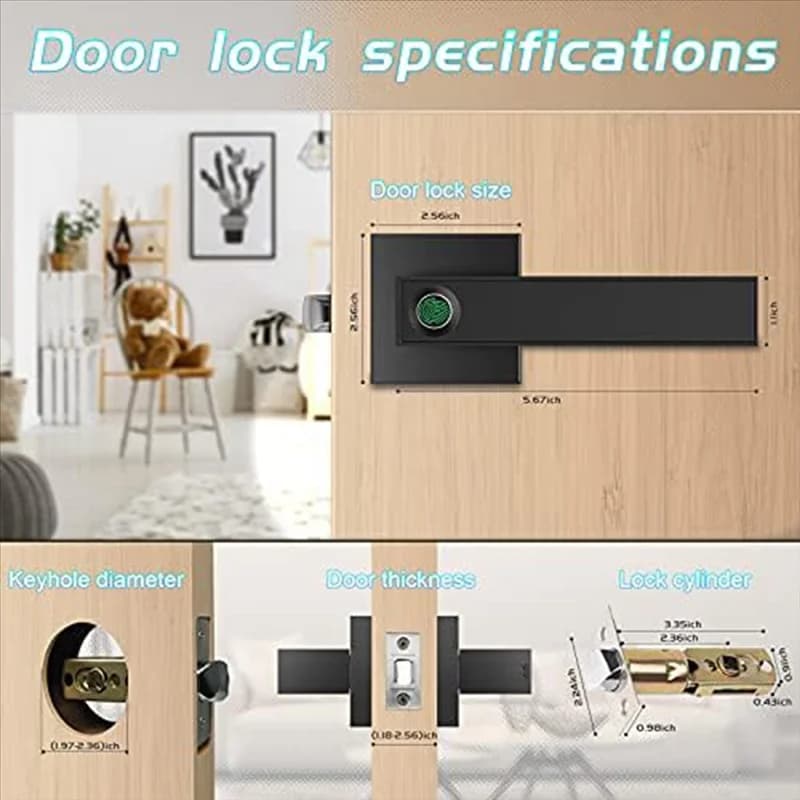 A92Z 1 set serratura per impronte digitali serratura biometrica maniglia per porta intelligente serratura per porta serratura per porta camera da letto nera