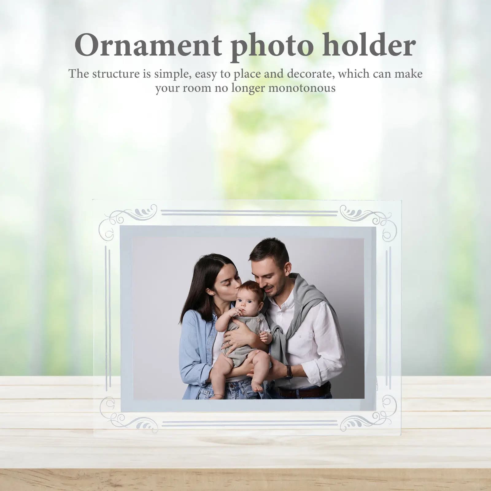 2 Cornici in Vetro Cristallo 5x7, Portafoto Decorativo da Tavolo, Espositore per Ritratti, Cornici Ornamentali 5x7
