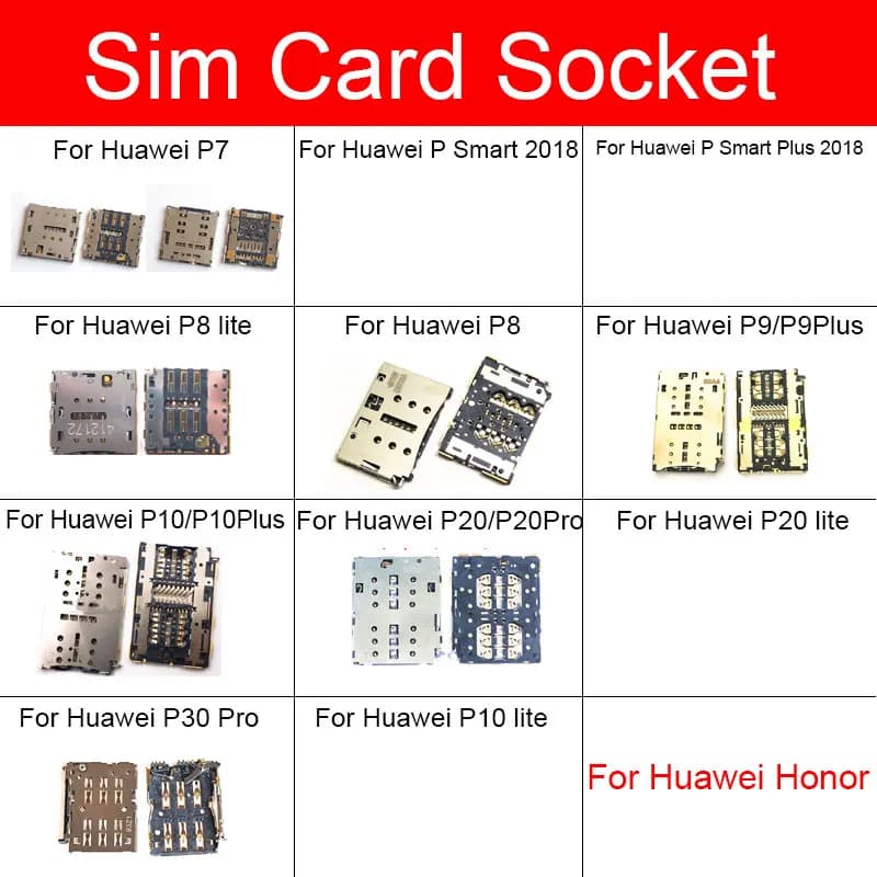 Adattatore Della Carta di Sim Holder Per Huawei P7 P8 P9 P10 P20 P30 P di Smart 2018 Pro Plus Lite Lettore di Memoria scheda di Presa Della Flessione di Riparazione Del Nastro