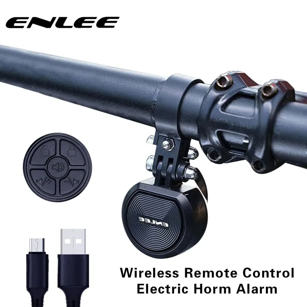 ENLEE 120DB Carica USB Campanello elettrico per bicicletta Ciclo MTB Tromba Corno Sirena di allarme antifurto e telecomando remoto