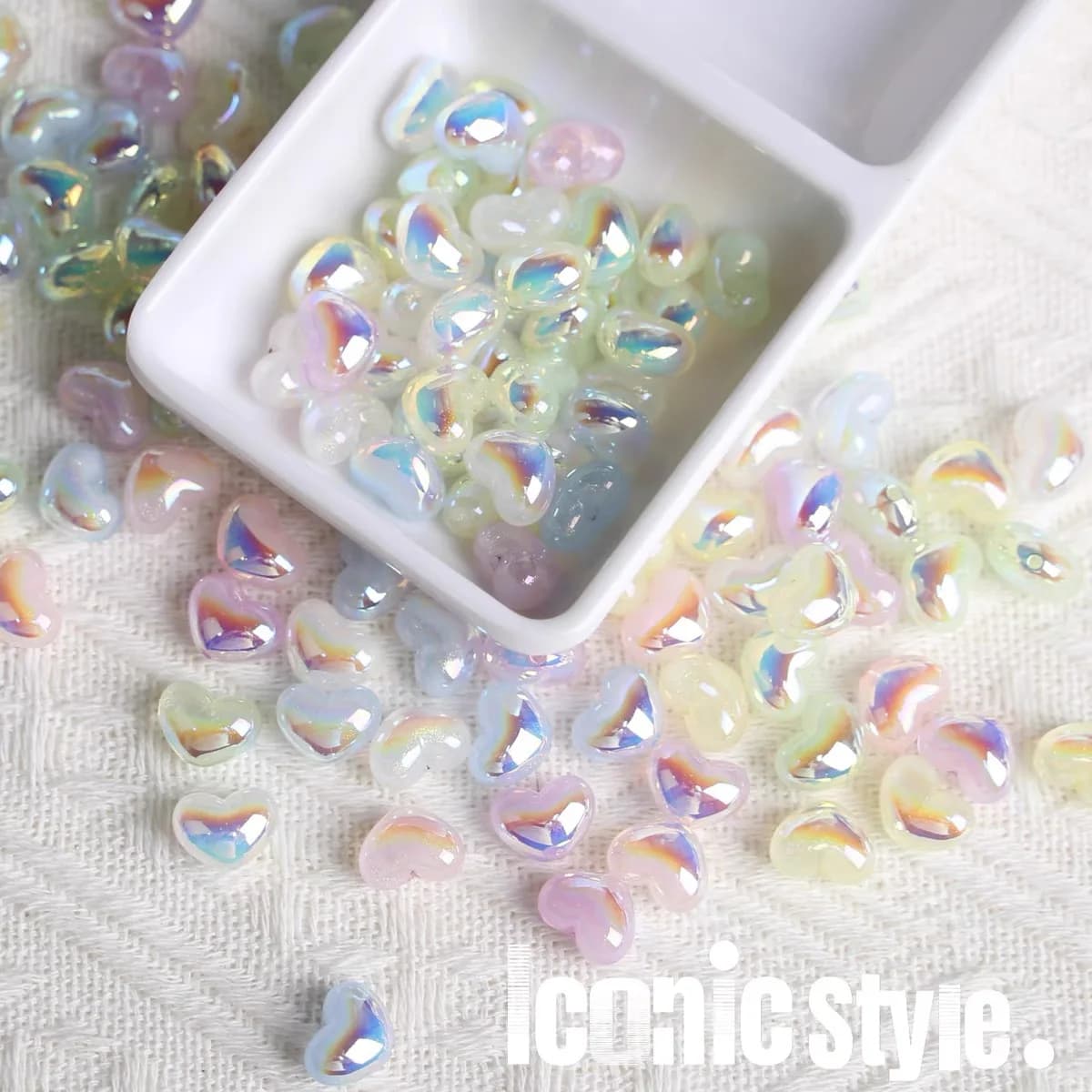 10 pz/lotto Perline acriliche trasparenti a forma di cuore con glitter per gioielli fai da te, orecchini, bracciali, collane