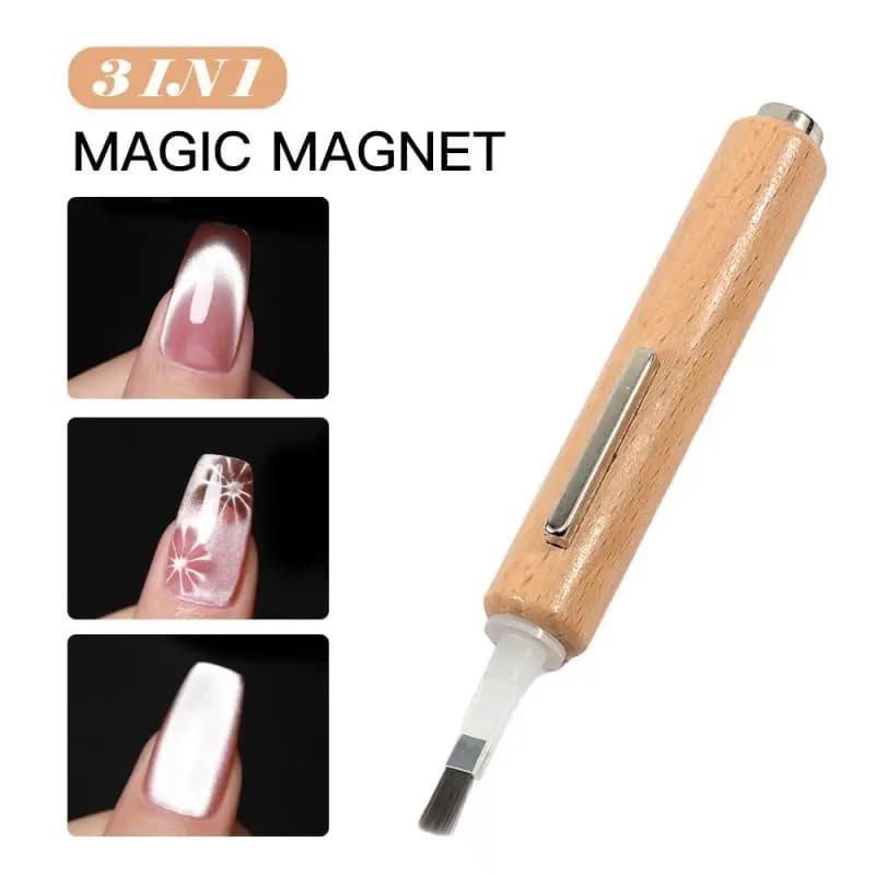 Penna magnetica forte 3 in 1 con pennello per smalto per unghie Gel per occhi di gatto Doppia testa Magnete Stick Strumento per nail art Salone di manicure