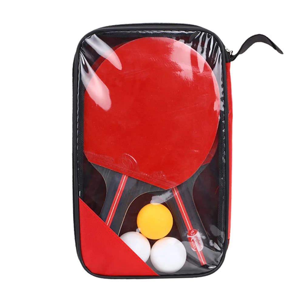 Ping Pong Rack Set with Two Rackets and Three Balls, Wood Resistant Coating, Horizontal Kit for Beginners