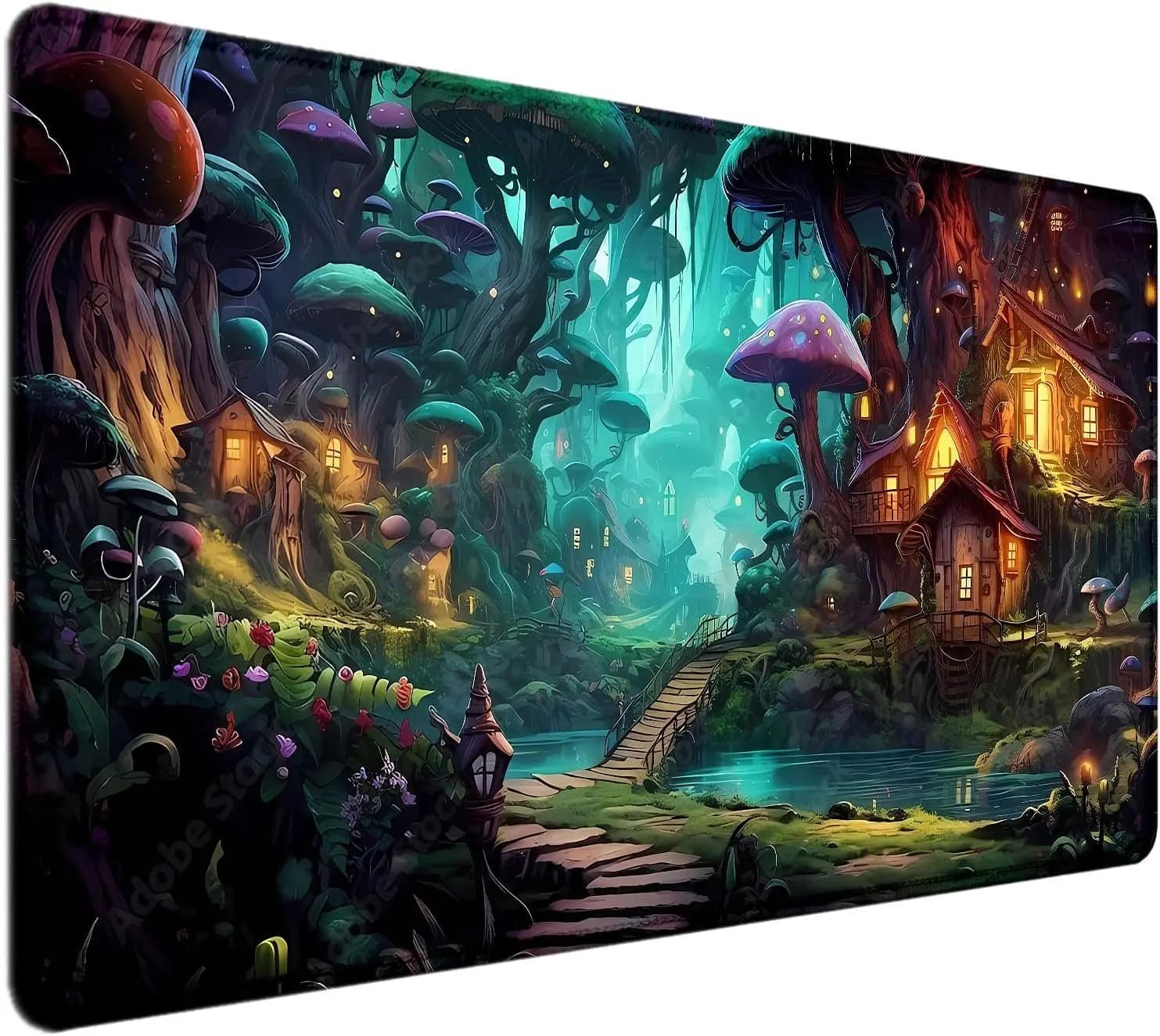 Anime dei funghi, grande tappetino per mouse da gioco della foresta delle fiabe, per laptop, tappetino per riproduzione magica da tavolo completo