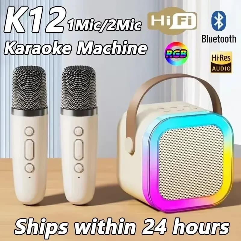Macchina per karaoke Bluetooth K12 Sistema di altoparlanti portatile da 5,3PA, microfono wireless singolo, canto domestico, regalo per bambini