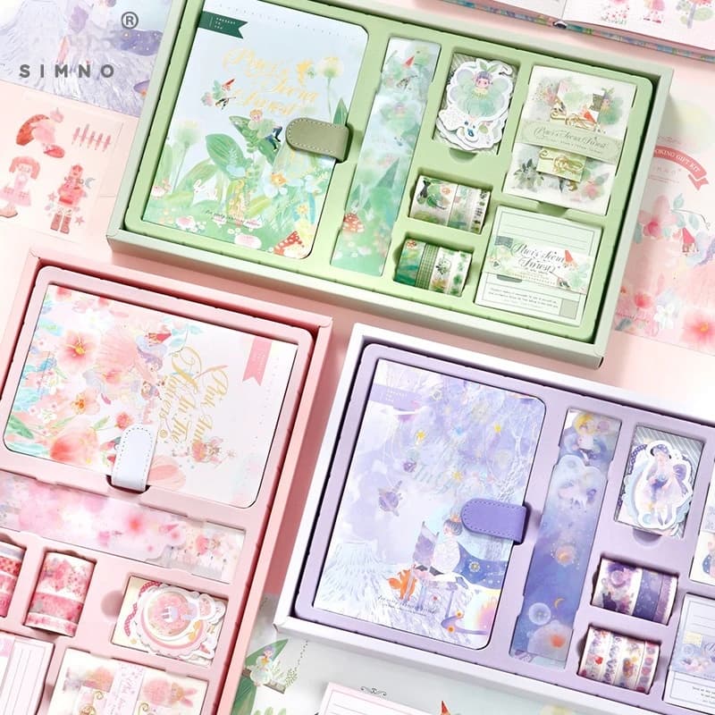149 pz Notebook Ragazza Kawaii Materiale Confezione Regalo Set Adesivi Washi Nastro Righello Lamina D'oro Carta Planner Nota Carta Fiore Sveglio Morsetto
