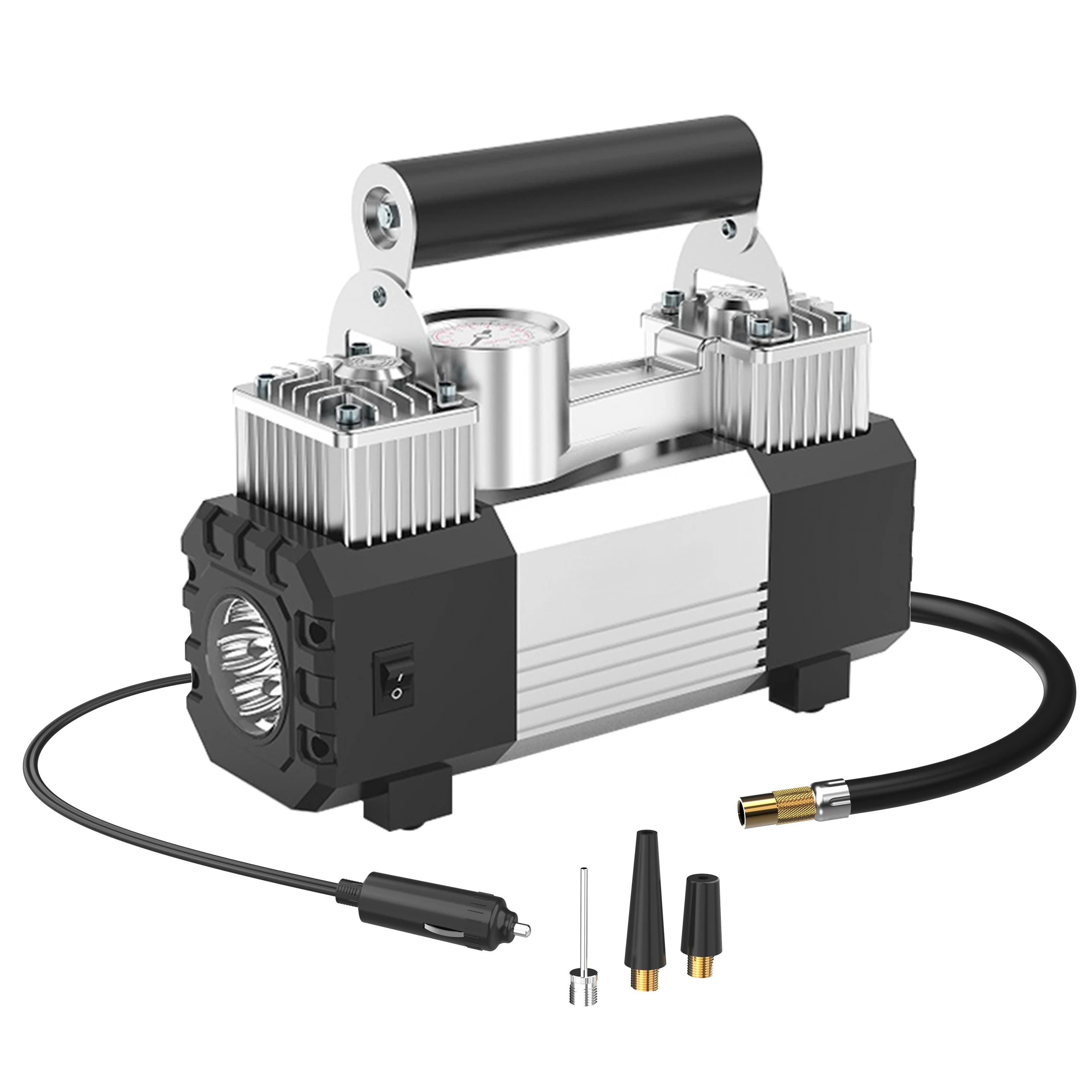 Compressore d'aria portatile per auto a 2 cilindri, gonfiatore automatico per pneumatici, 12V