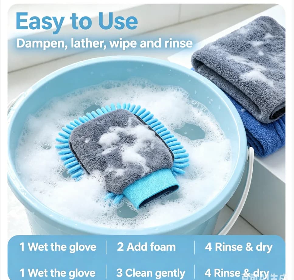 1PCS Waterproof Car Wash Microfiber Chenille Gloves Thick Car Cleaning Mitt Wax Detailing Brush Auto Care Double-faced Glove
