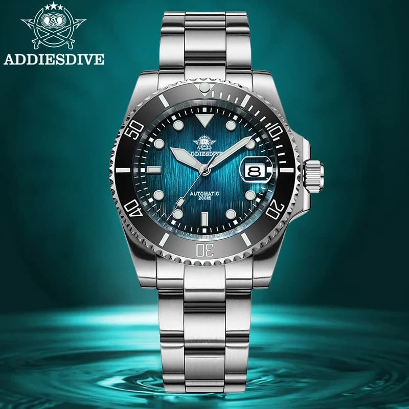 ADDIESDIVE Automatic Watch for Men 41mm Sapphire Super Luminous Waterproof 20Bar Dive Man Wristwatch Swim Sport 8215 Mechanical