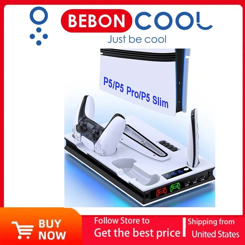 BEBONCOOL Cooling Stand for ps5 Slim Vertical Stand For PS5 Fast Charging Station For SONY Playstation5 Gamepad Charging Dock