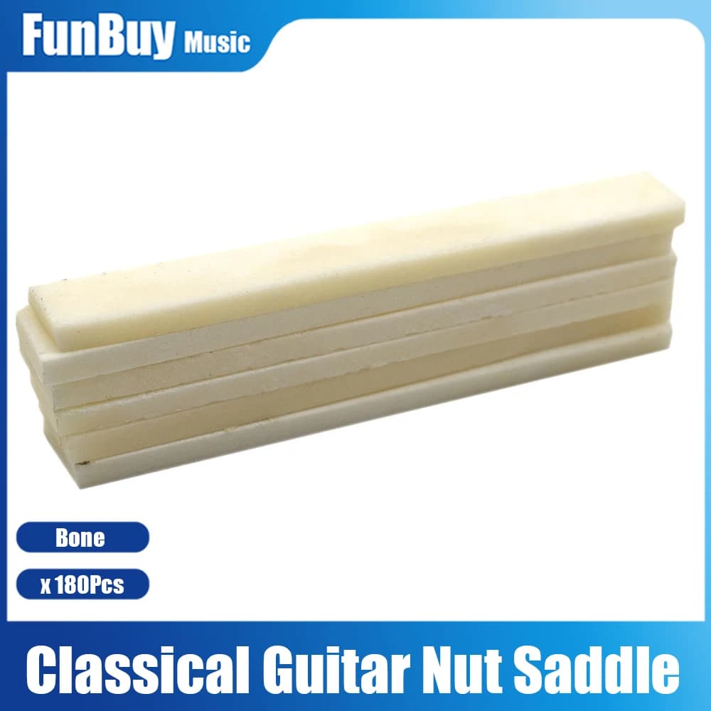 180 pz. Ponticello e Capotasto in Osso Naturale Grezzo per Chitarra, Ricambi per Chitarra Classica, Acustica e Ukulele