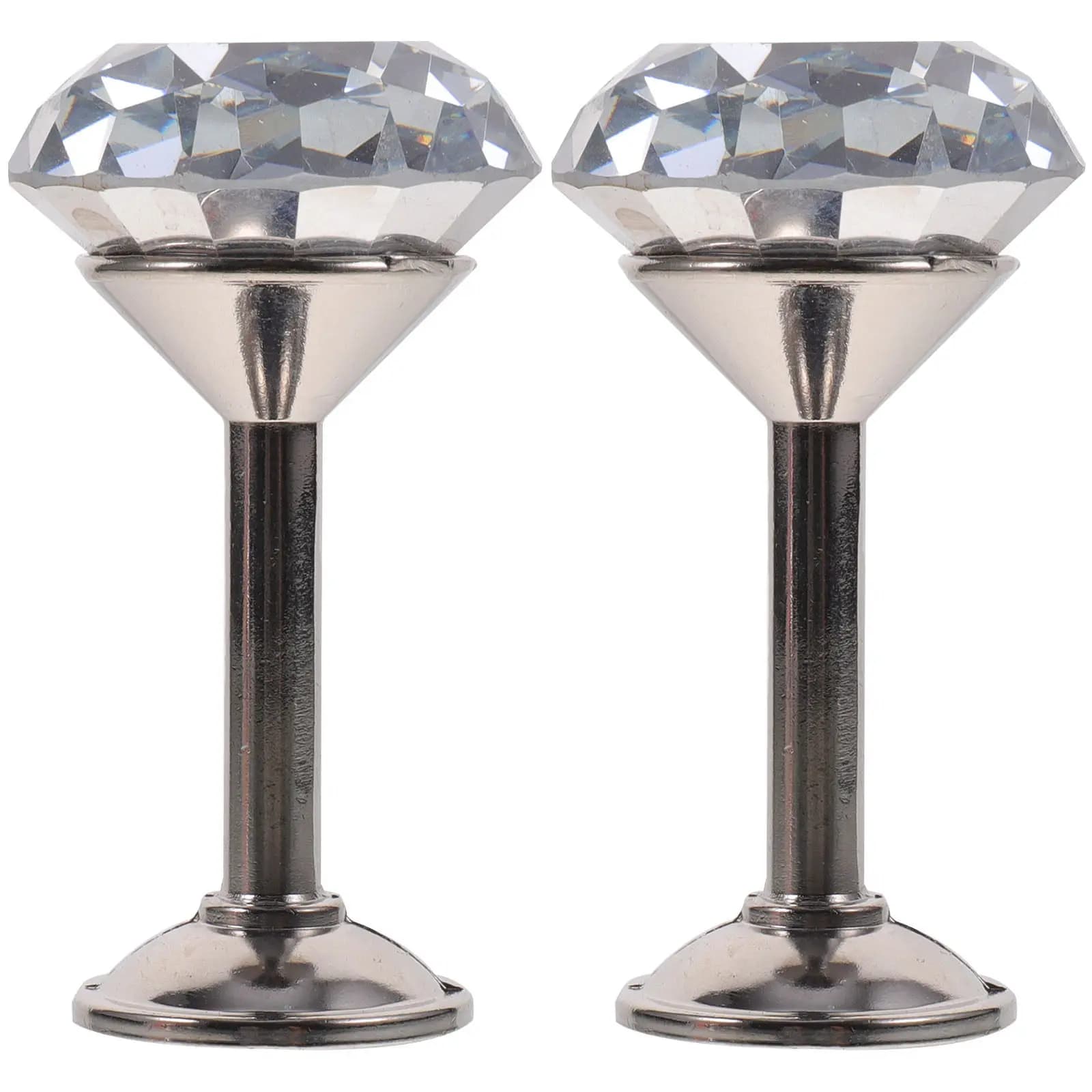 2 Pezzi Fermatende in Lega di Zinco Argento con Diamanti, Lussuosi Fermatende per Tende con Grande Diamante Finto Scintillante per Soggiorno e Camera da Letto