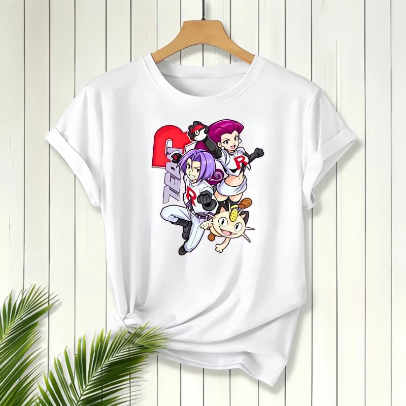 R Team Cartoon Characters Print, Short Sleeve T-Shirt, Women's T-Shirt, Casual Wear