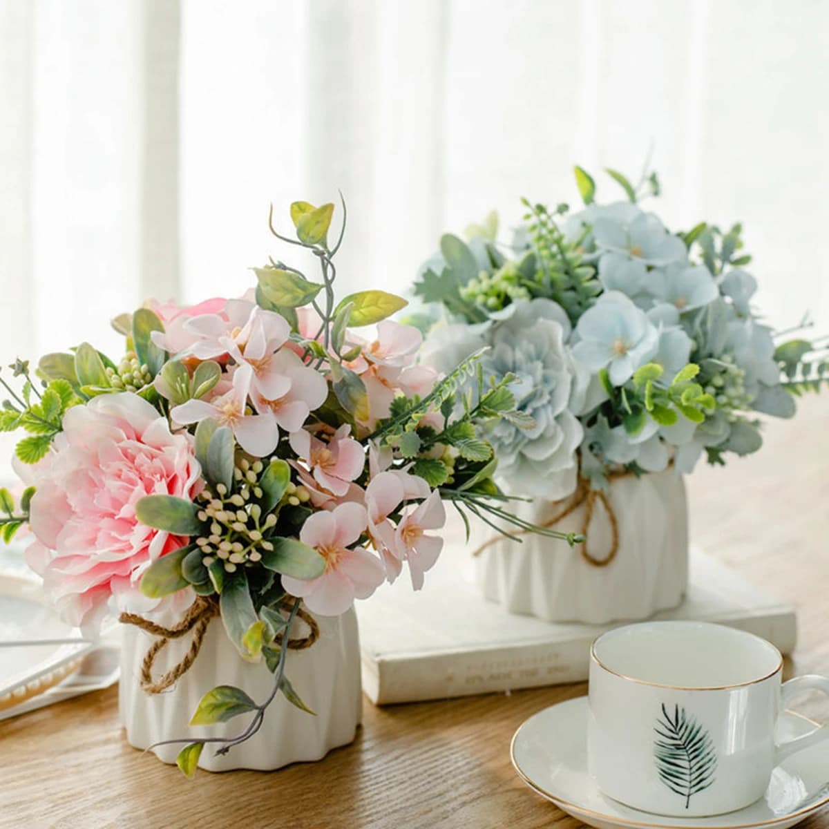 Artificial Flowers Silk Hydrangea Bouquet Bridal Accessories Clearance Valentine Home Room Decora Wedding Peony Fake Plant Cheap