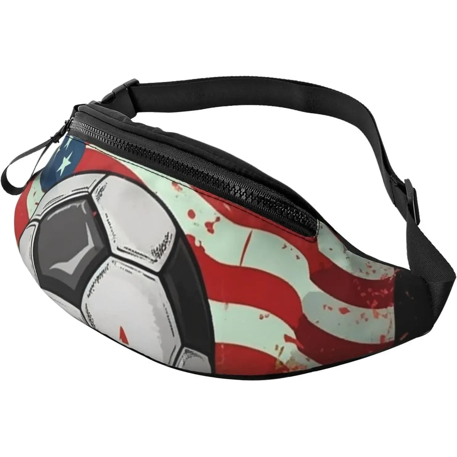 Women's U.S. American Flag Football Waist Bag, Large Waterproof Shoulder Bag, Running Waist Bag