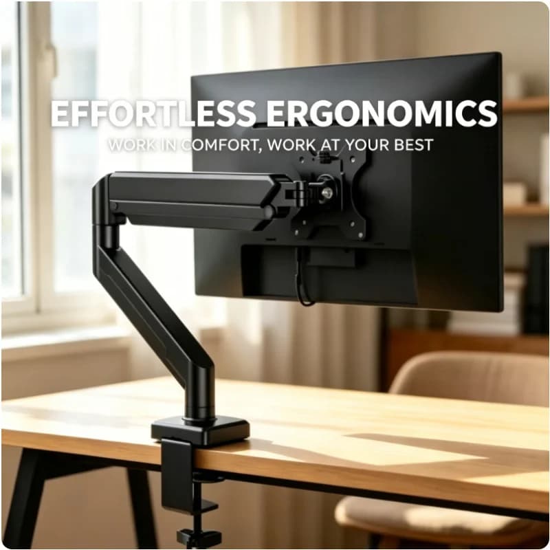 14-32 Inch Single Monitor Arm Height Adjustable Desk Mount C-Clamp & Grommet Base Monitor Stand for Home Office