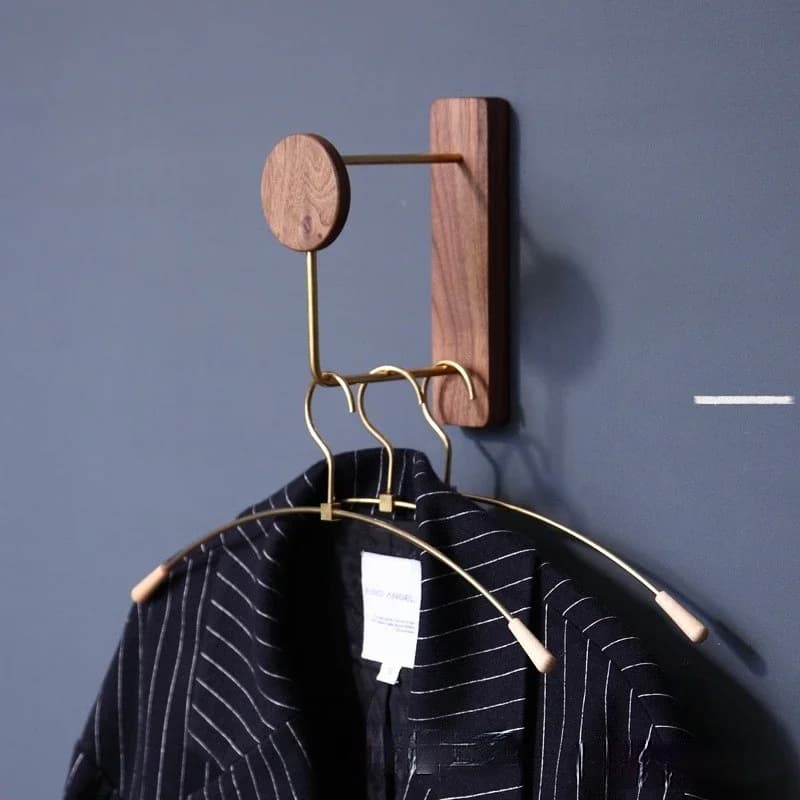 Black Walnut Hanger Wall Hanging Storage Rack Bedroom Brass Household Simple Clothes