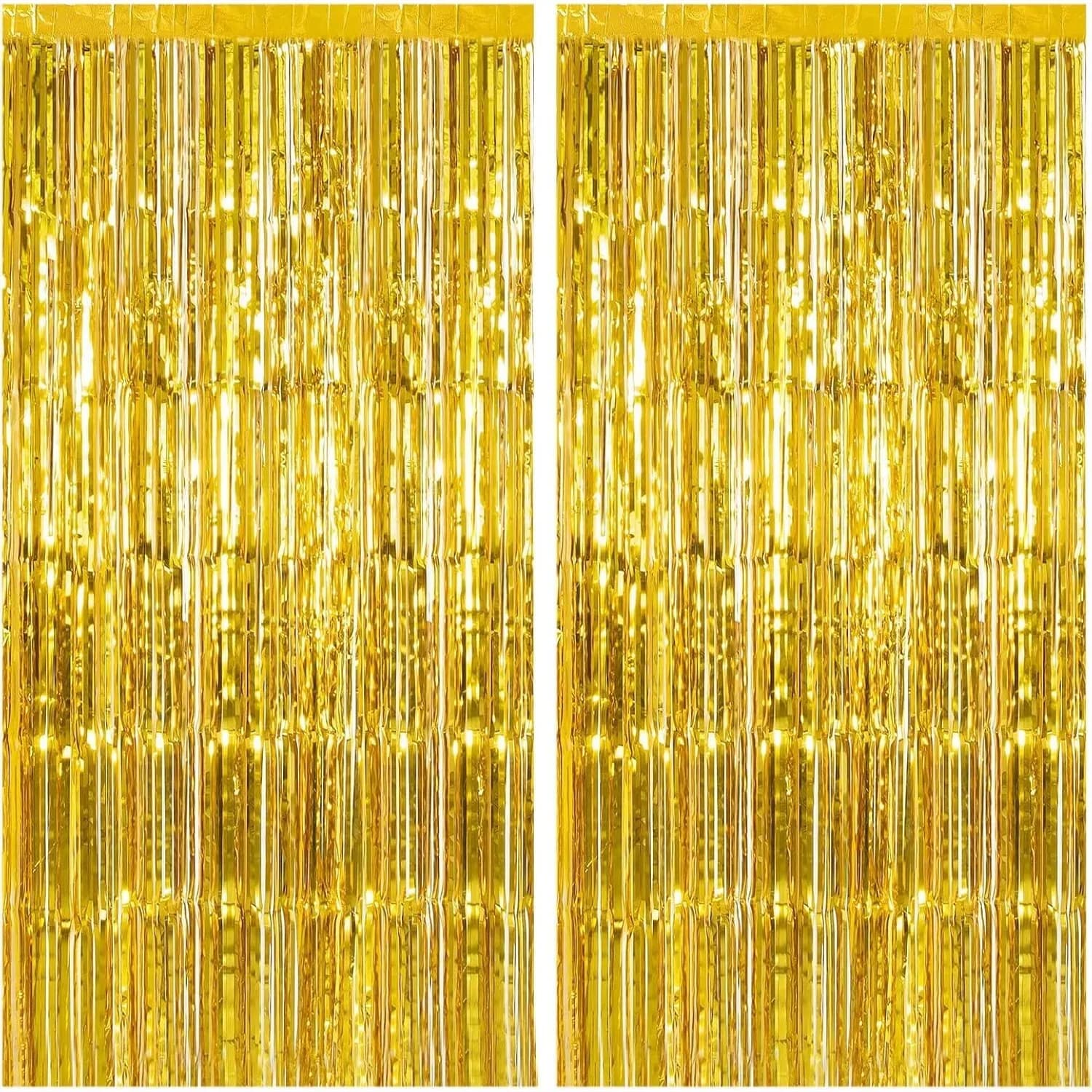 Set di 2 Tende Decorative in Lamina d'Oro per Feste di Compleanno, Accessori per Foto, Natale e Capodanno